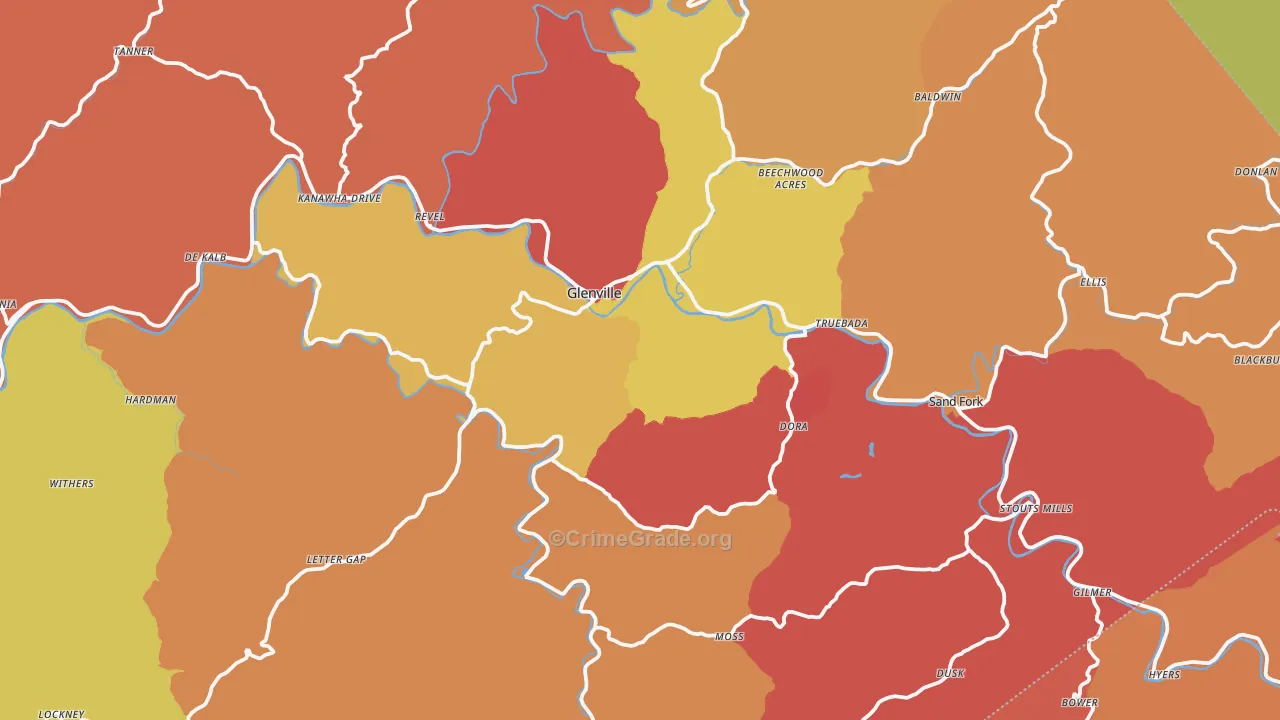 Gilmer County, WV Map of Assault Rates