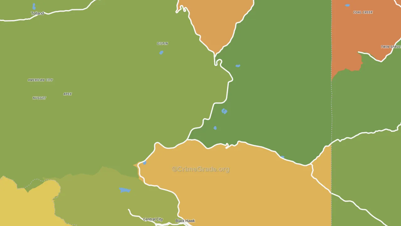 Gilpin County, CO Map of Assault Rates