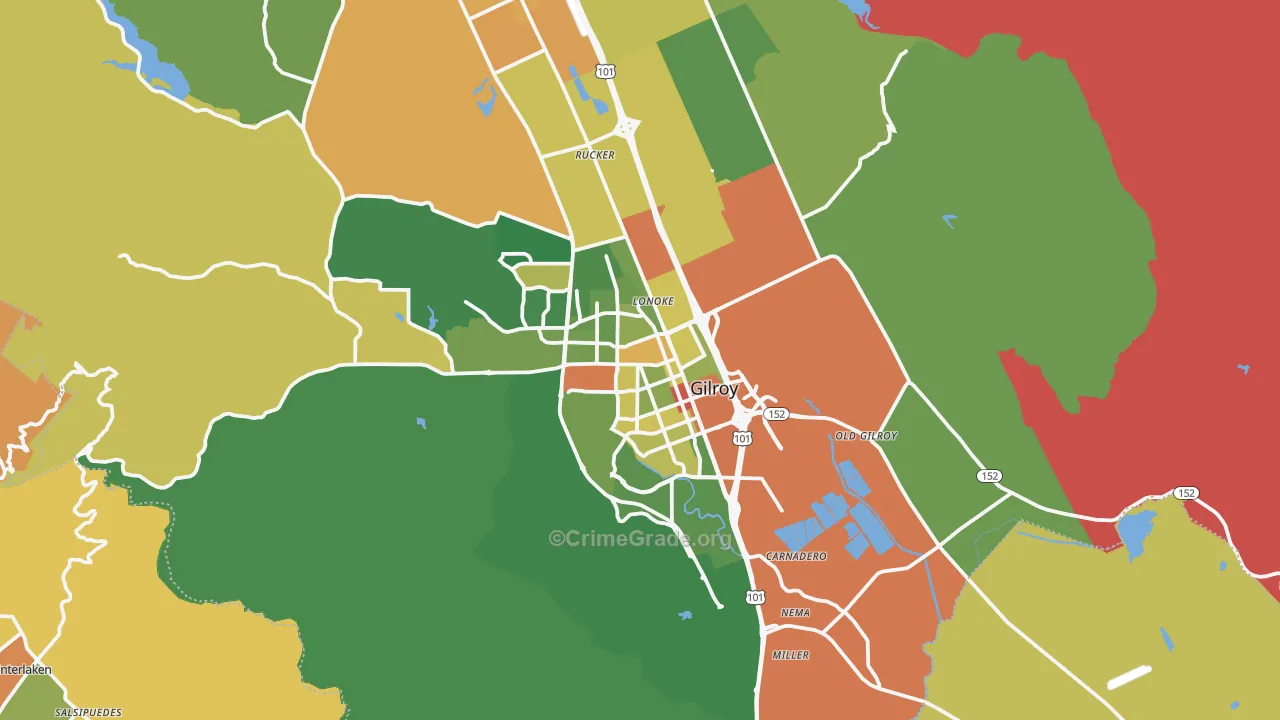 Gilroy, CA Map of Assault Rates