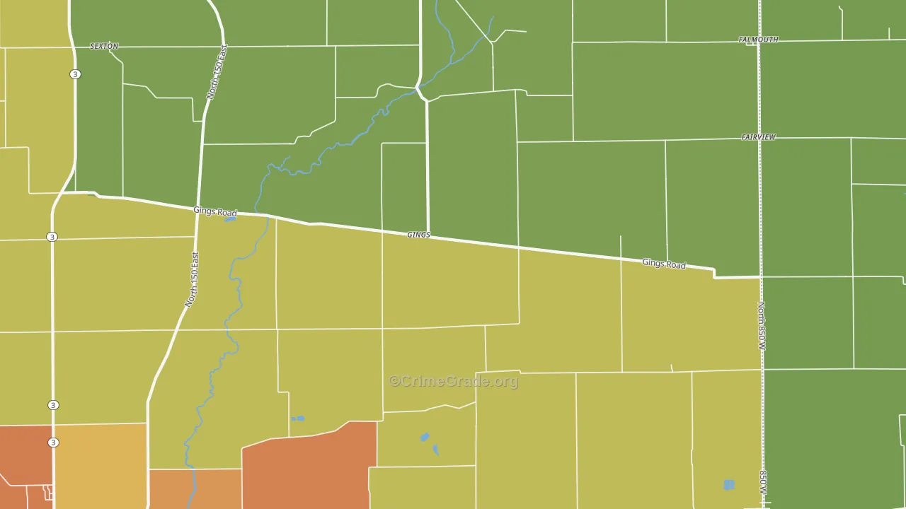 Gings, IN Map of Assault Rates
