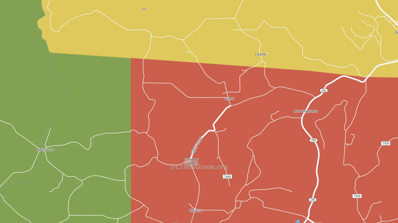 Gipsy, PA Map of Assault Rates
