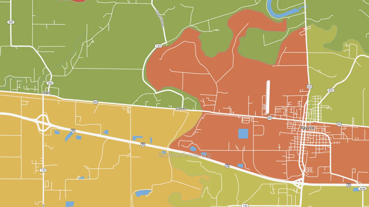 Girard, LA Map of Assault Rates