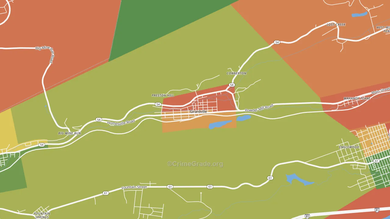 Girardville, PA Map of Assault Rates