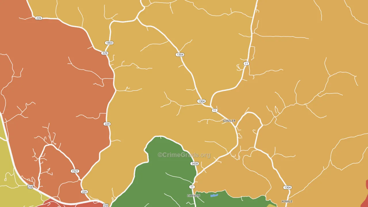 Girdler, KY Map of Assault Rates