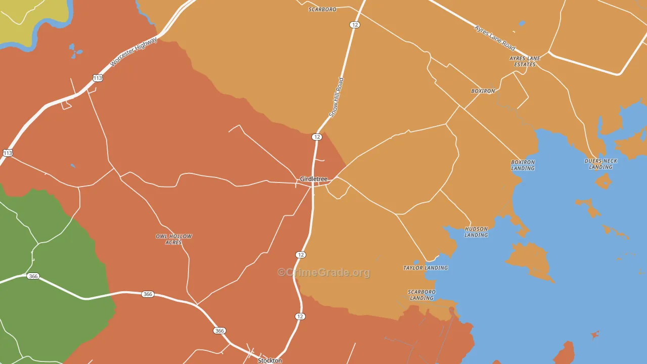Girdletree, MD Map of Assault Rates