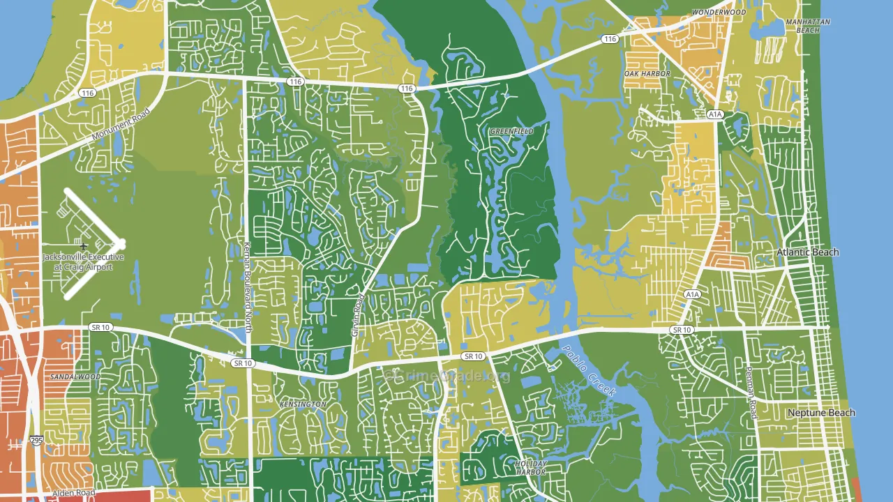 Girvin, Jacksonville, FL Map of Assault Rates