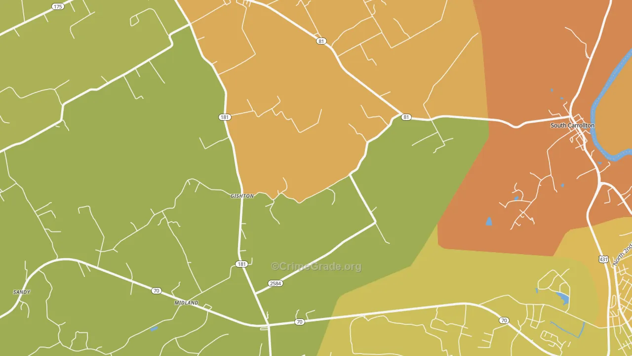 Gishton, KY Map of Assault Rates