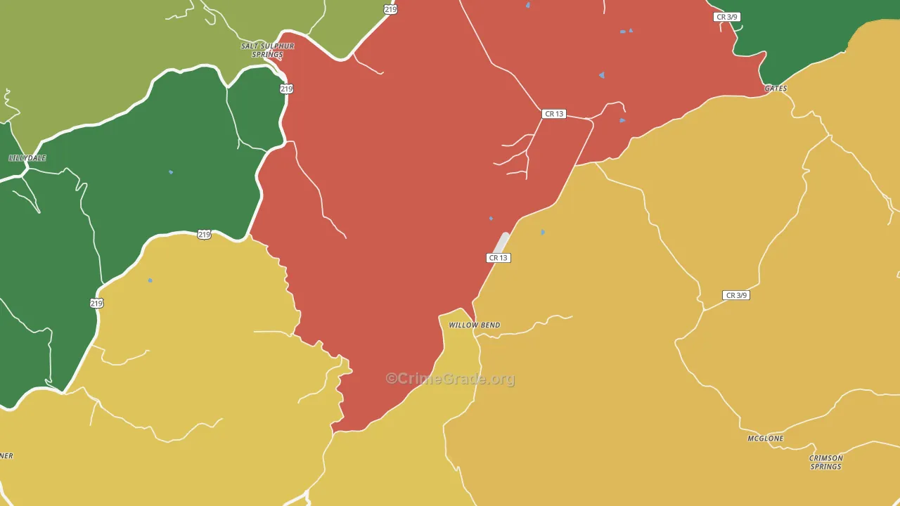 Glace, WV Map of Assault Rates