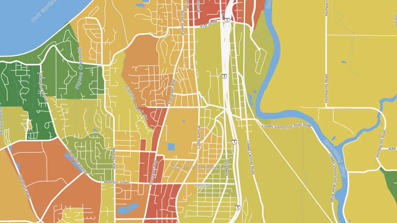 Glacier View, Everett, WA Map of Assault Rates