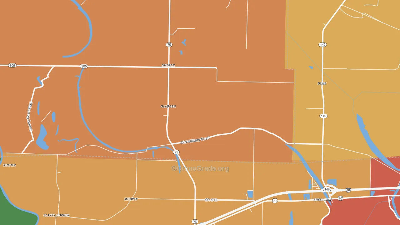 Gladden, AR Map of Assault Rates