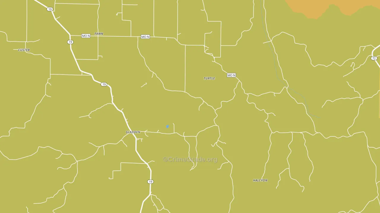Gladden, MO Map of Assault Rates