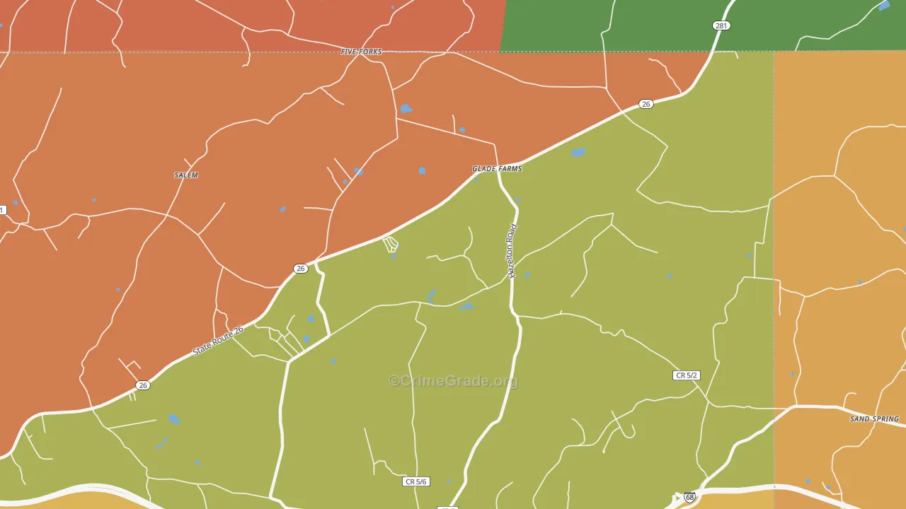 Glade Farms, WV Map of Assault Rates