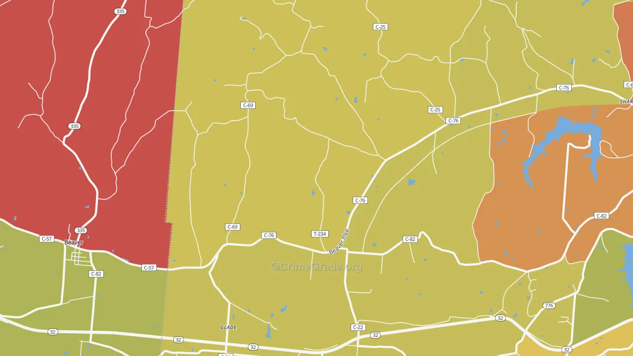 Glade, OH Map of Assault Rates