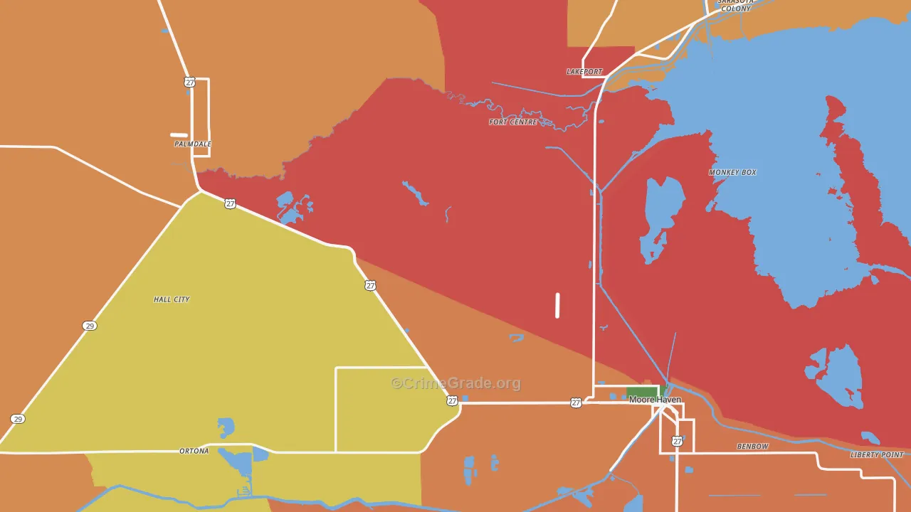 Glades County, FL Map of Assault Rates