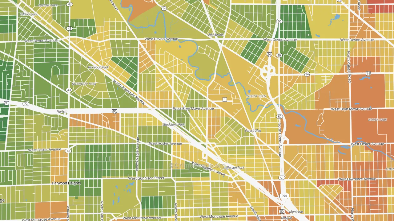 Gladstone, Chicago, IL Map of Assault Rates