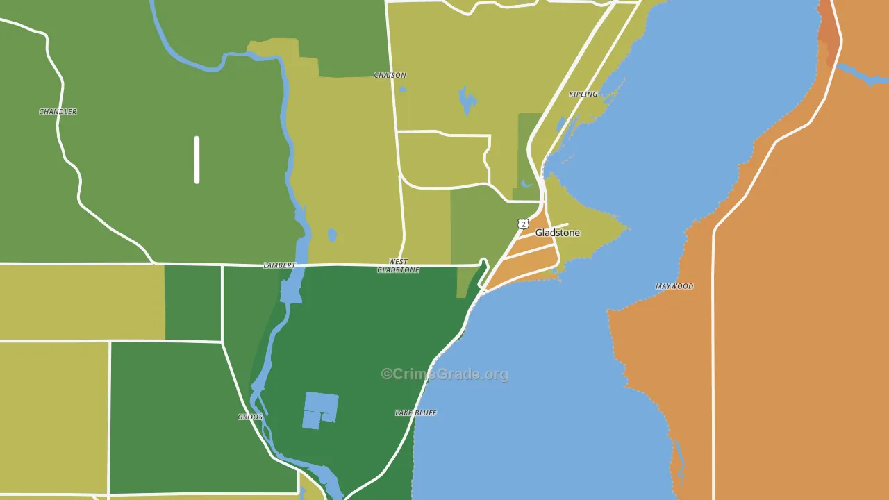 Gladstone, MI Map of Assault Rates