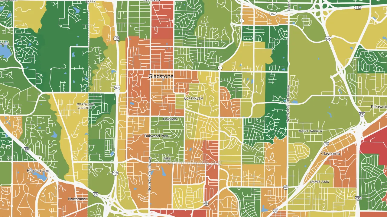 Gladstone, MO Map of Assault Rates