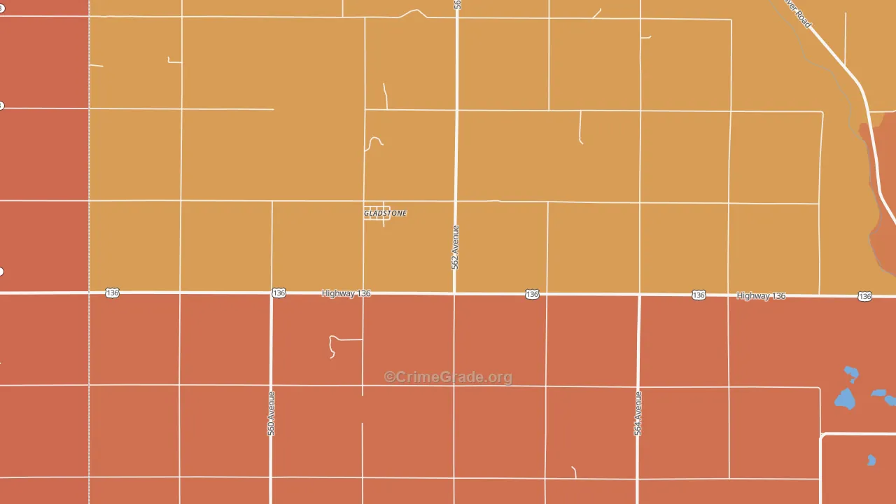Gladstone, NE Map of Assault Rates