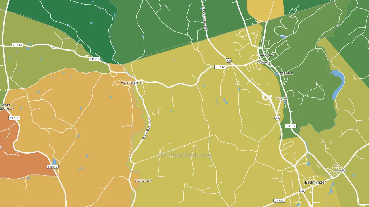 Gladstone, NJ Map of Assault Rates