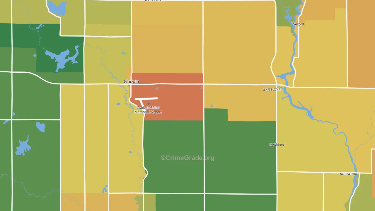 Gladwin County, MI Map of Assault Rates