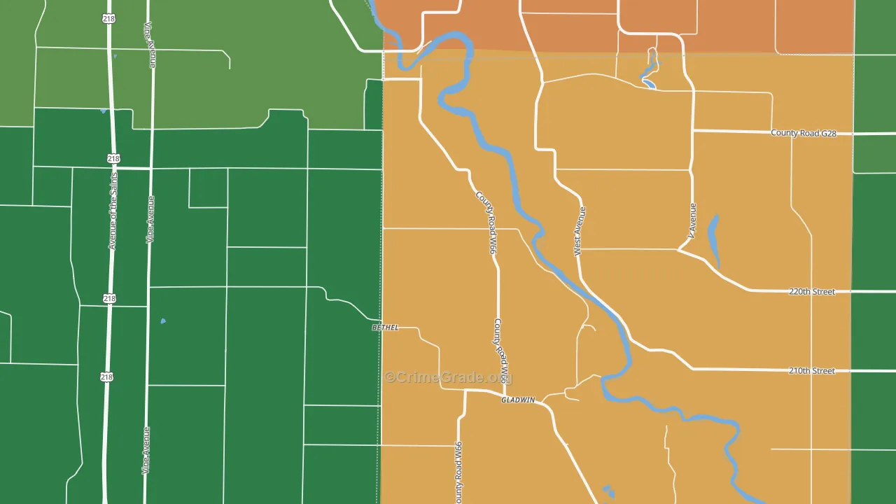 Gladwin, IA Map of Assault Rates
