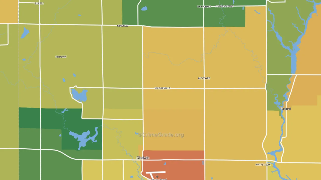 Gladwin, MI Map of Assault Rates