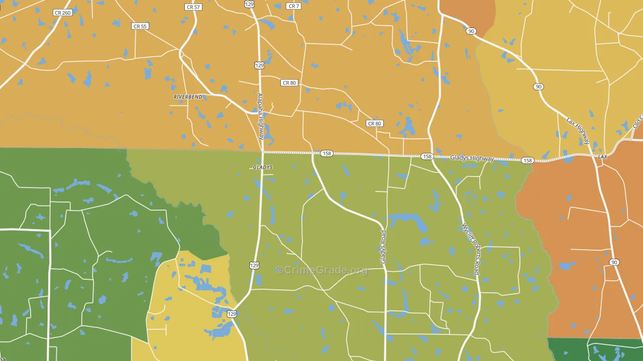 Gladys, GA Map of Assault Rates