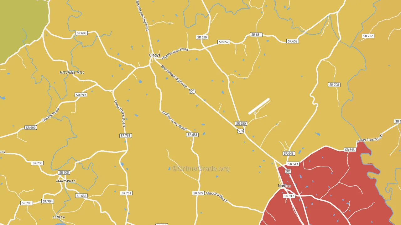 Gladys, VA Map of Assault Rates