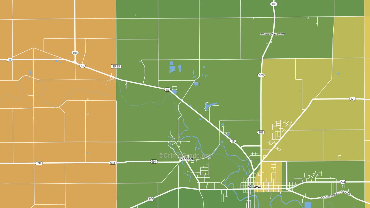 Glandorf, OH Map of Assault Rates