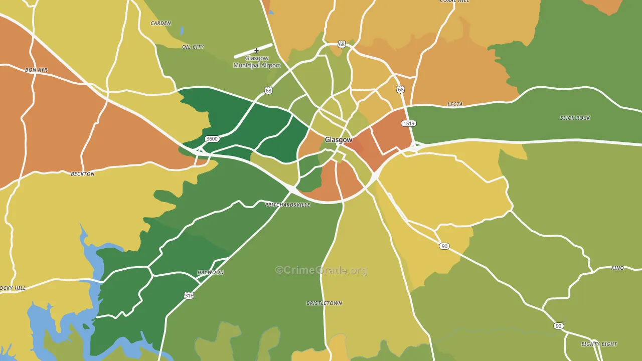 Glasgow, KY Map of Assault Rates