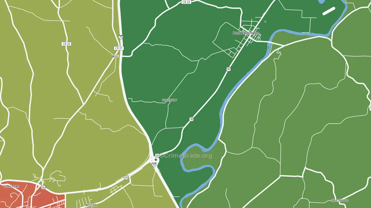 Glasgow, OH Map of Assault Rates