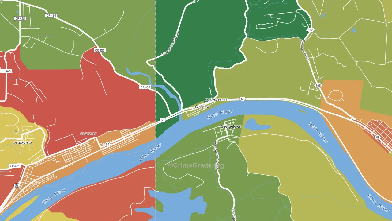 Glasgow, PA Map of Assault Rates