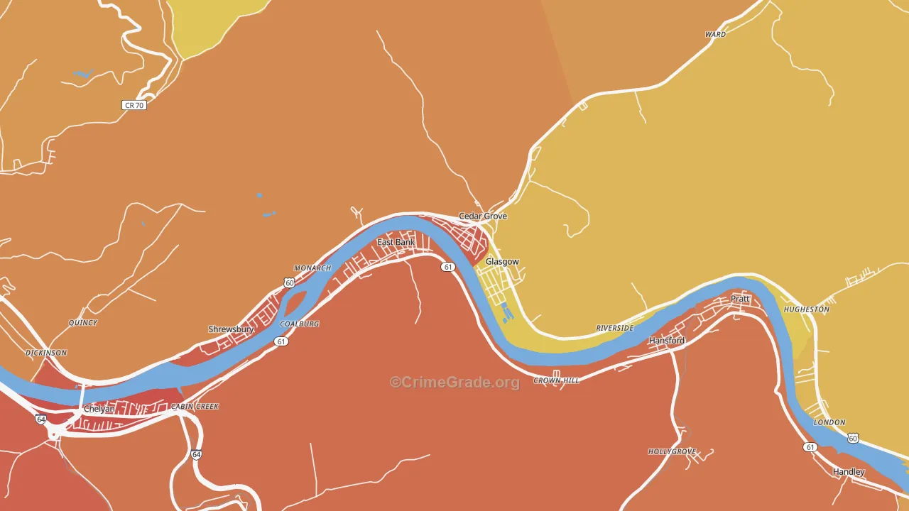 Glasgow, WV Map of Assault Rates