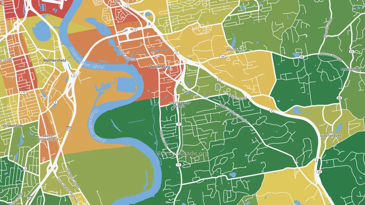 Glastonbury Center, CT Map of Assault Rates