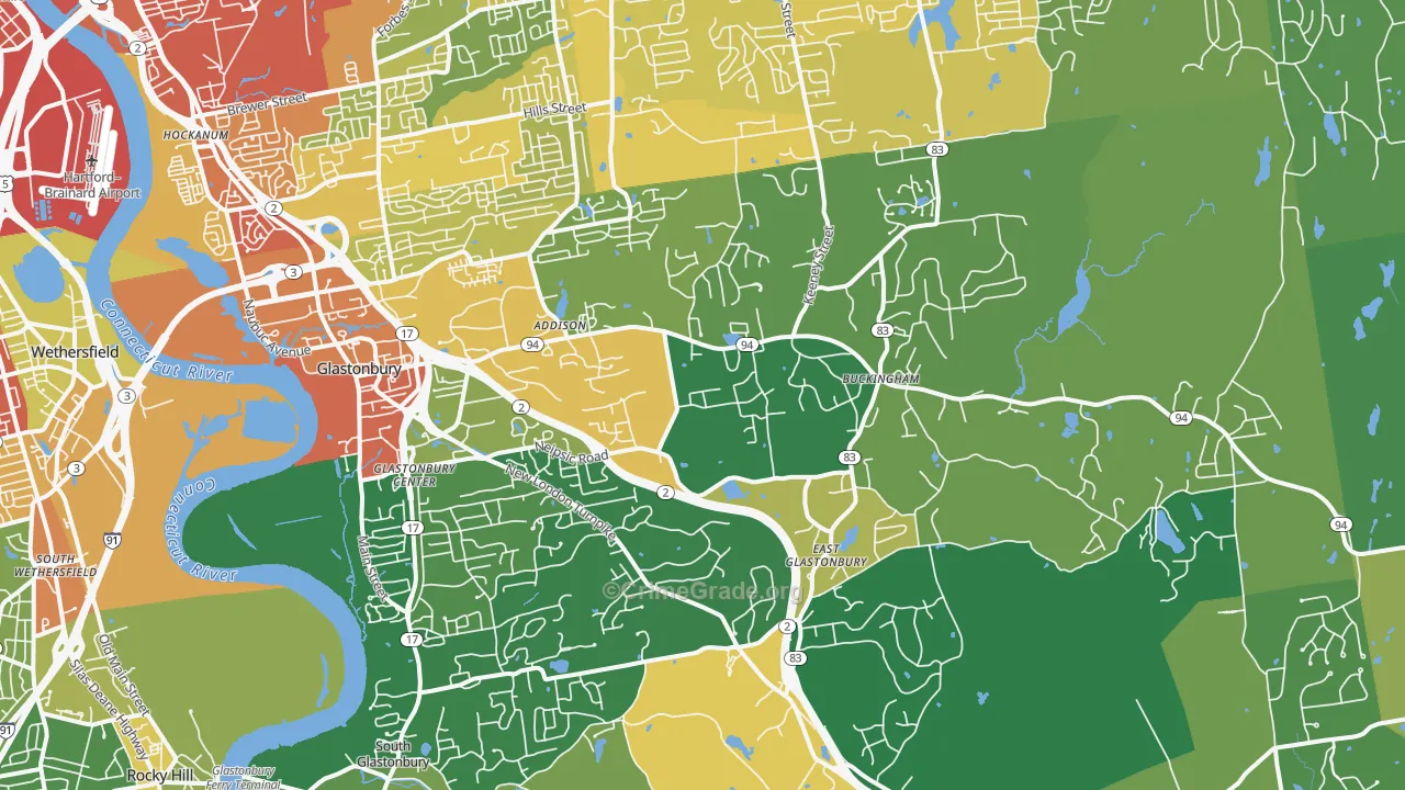 Glastonbury, CT Map of Assault Rates