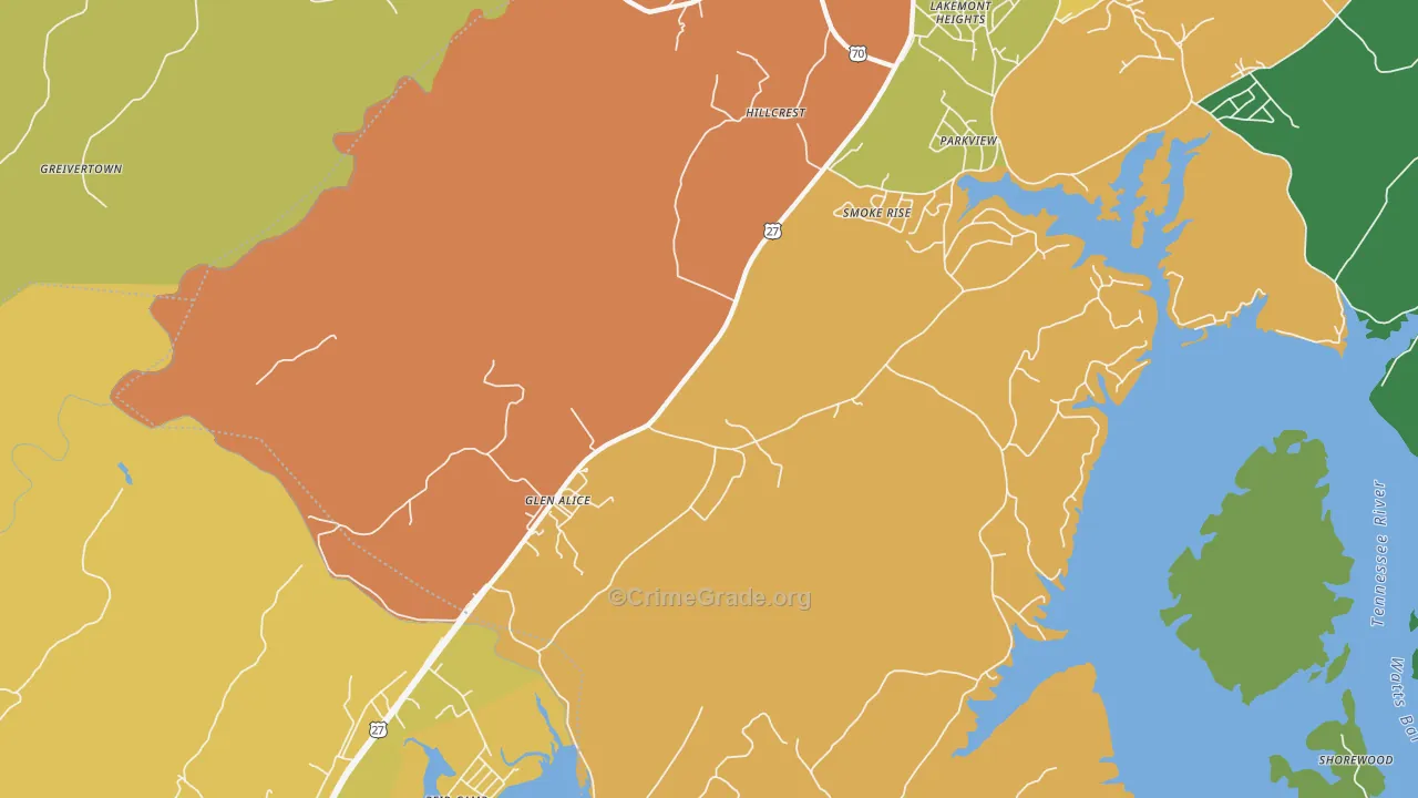 Glen Alice, TN Map of Assault Rates