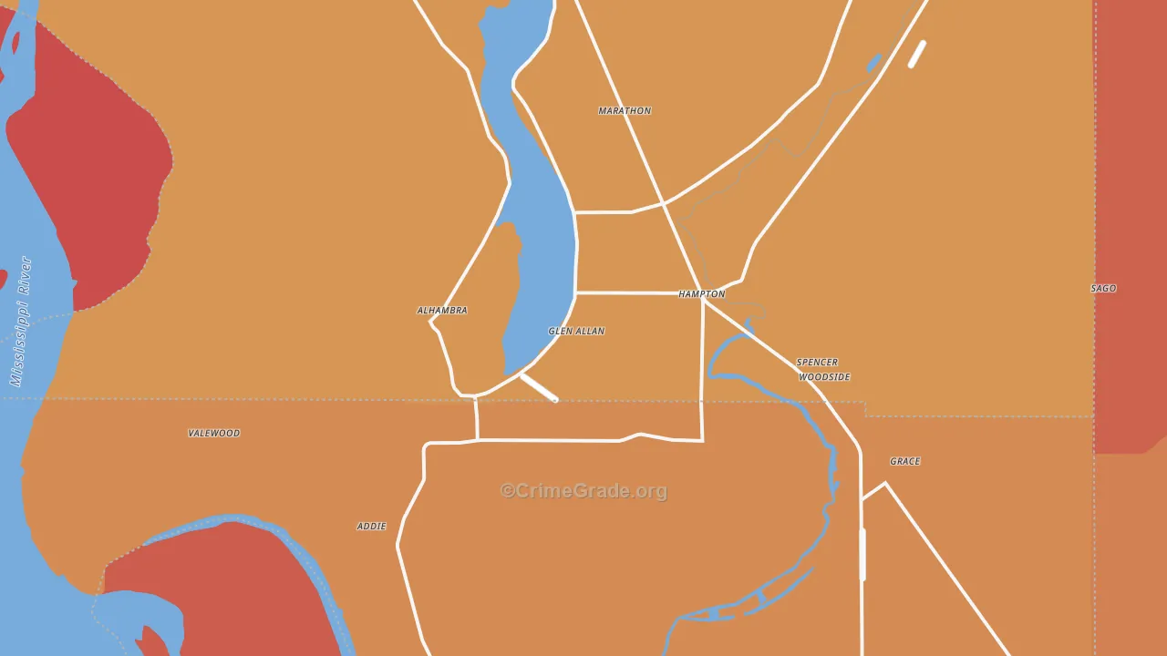 Glen Allan, MS Map of Assault Rates