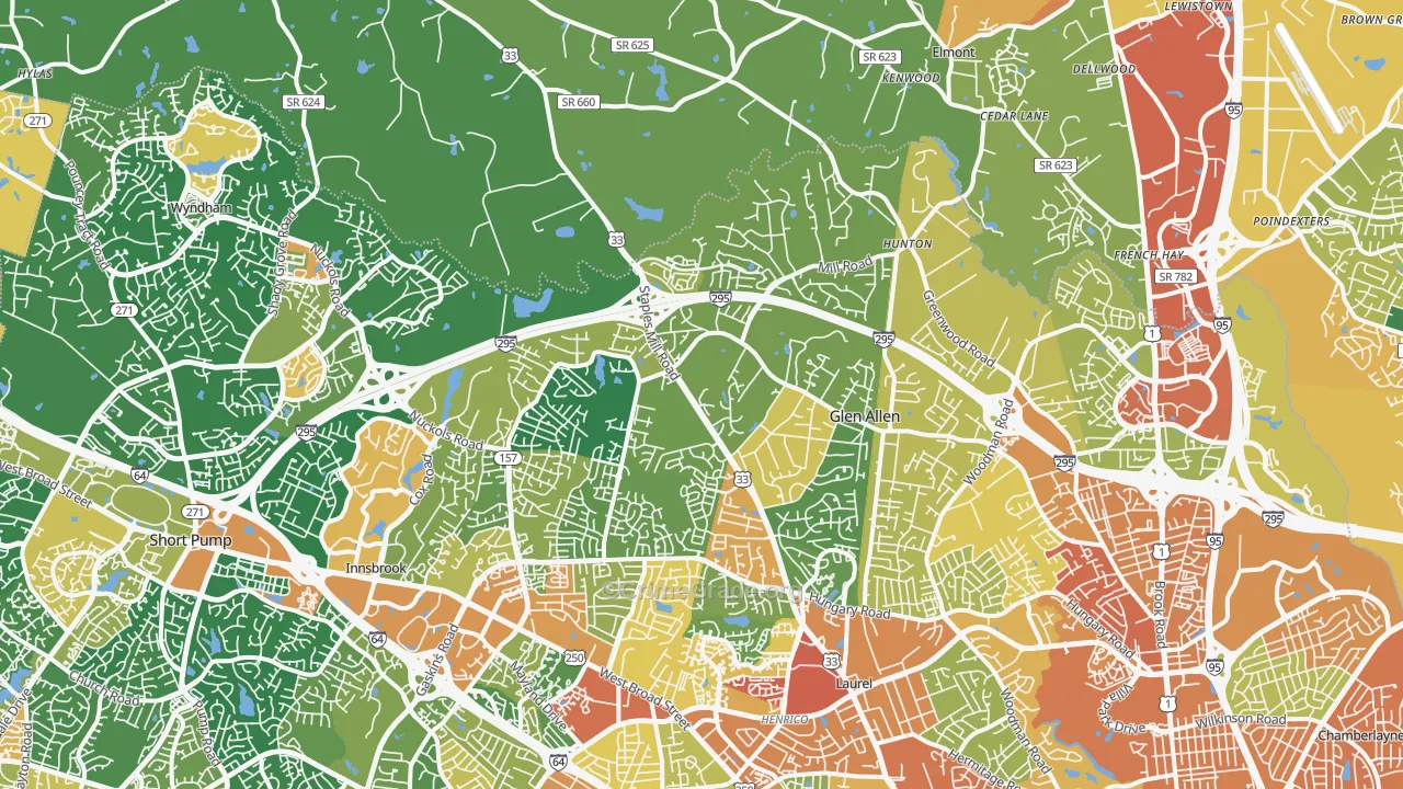 Glen Allen, VA Map of Assault Rates
