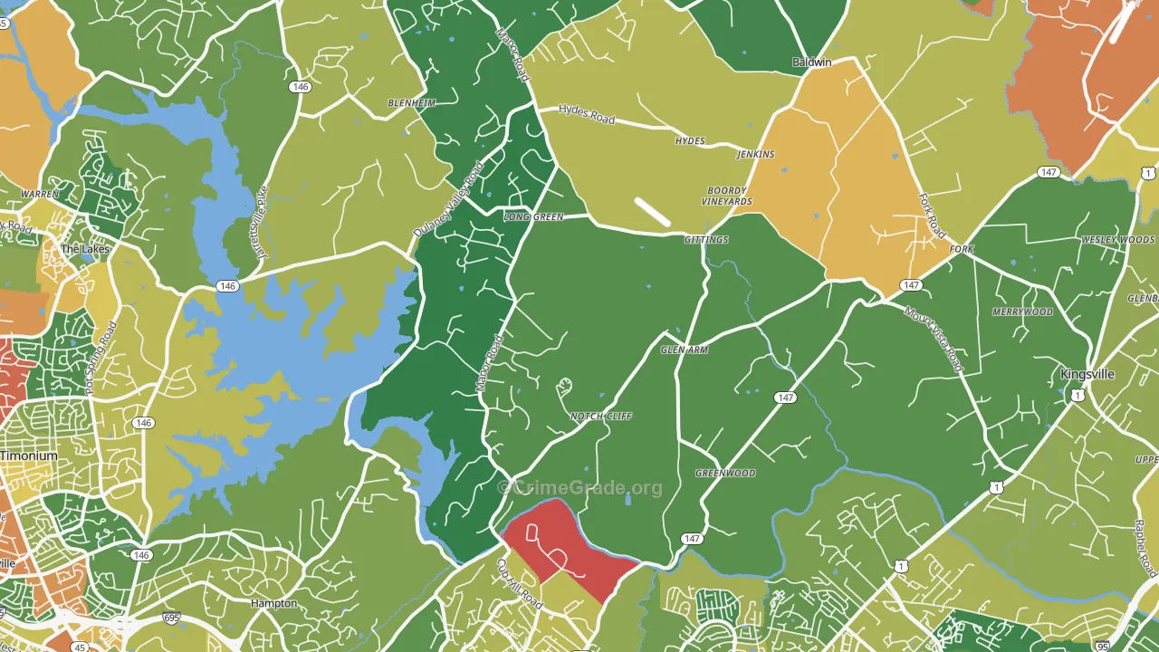 Glen Arm, MD Map of Assault Rates