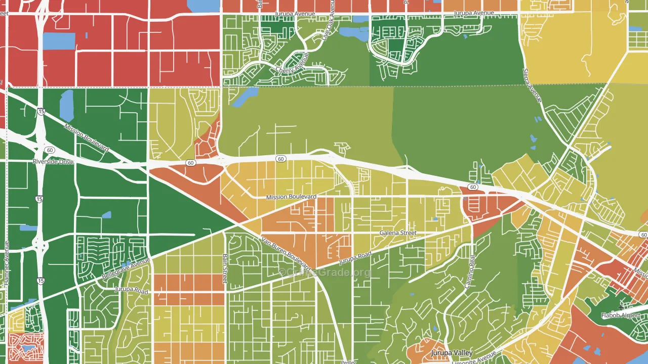 Glen Avon, CA Map of Assault Rates