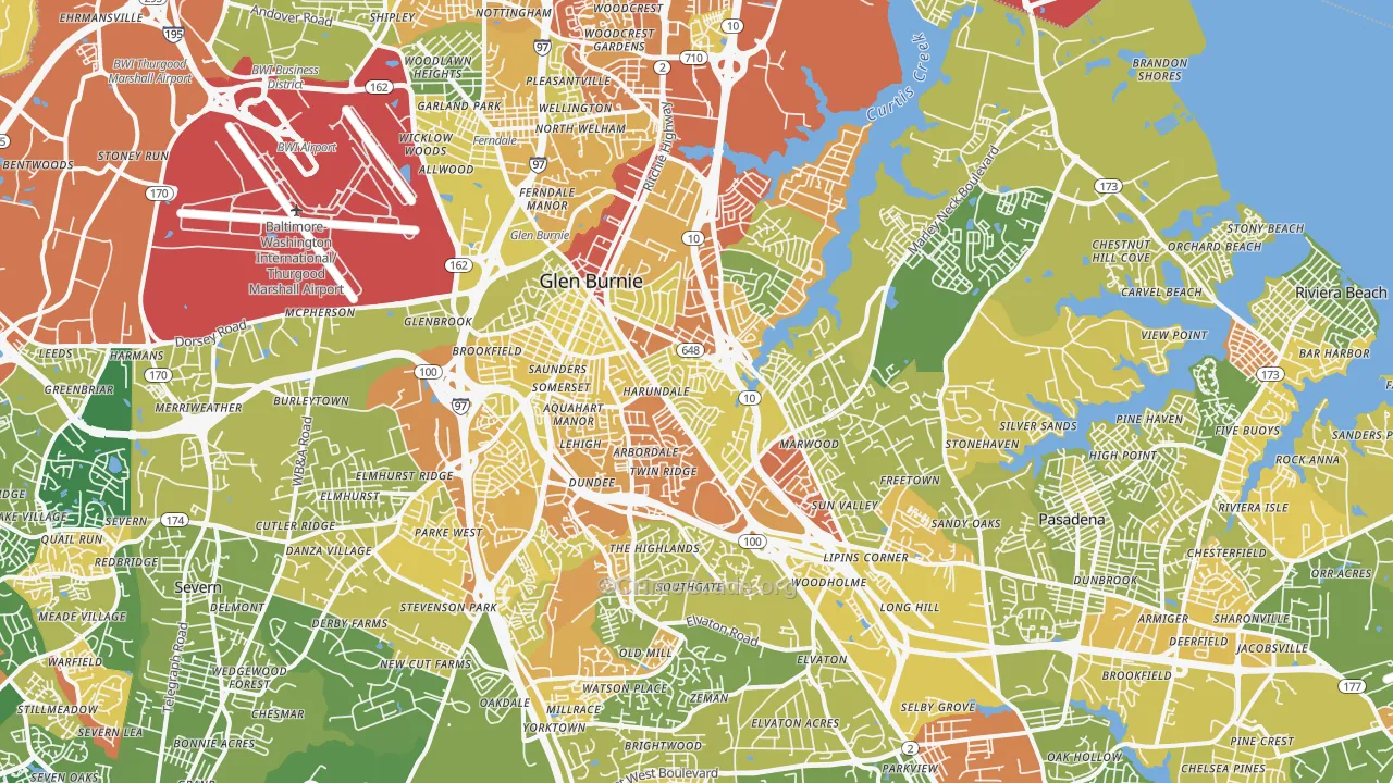 Glen Burnie, MD Map of Assault Rates