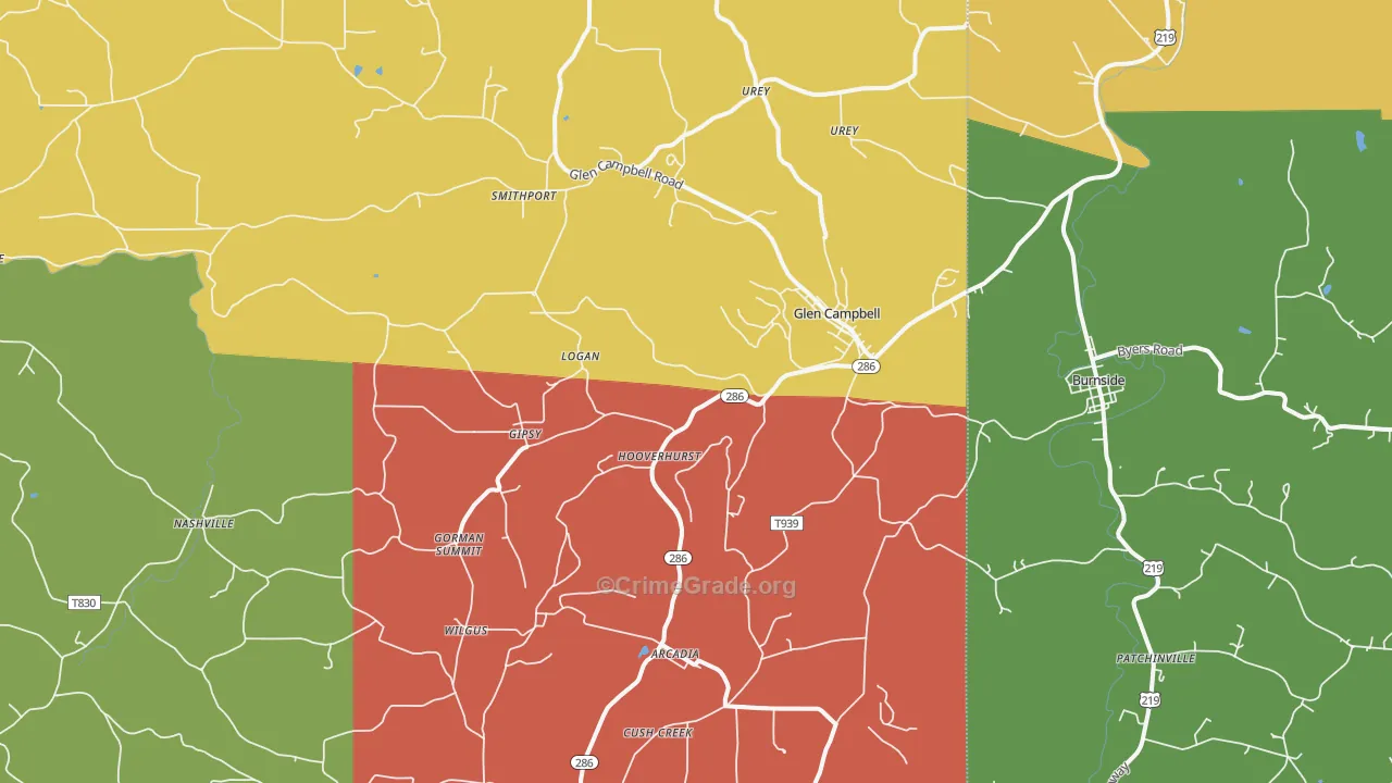 Glen Campbell, PA Map of Assault Rates