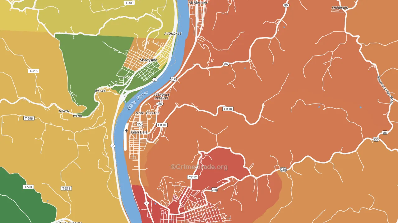 Glen Dale, WV Map of Assault Rates