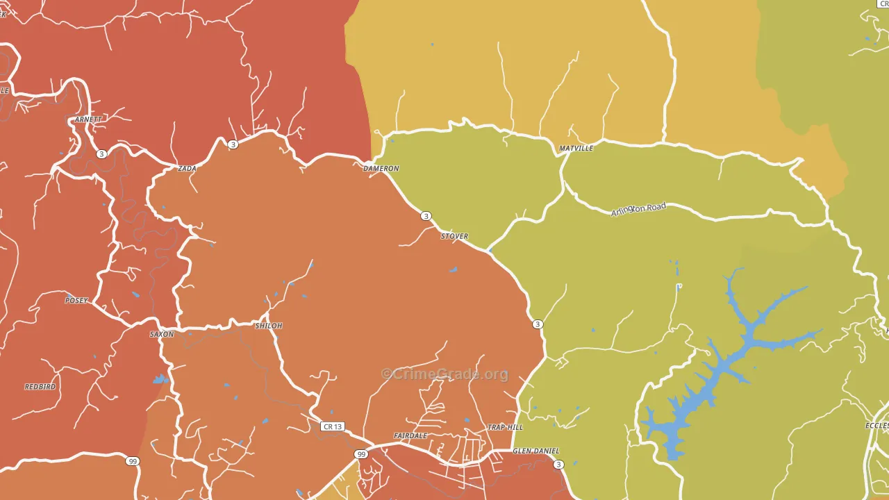Glen Daniel, WV Map of Assault Rates