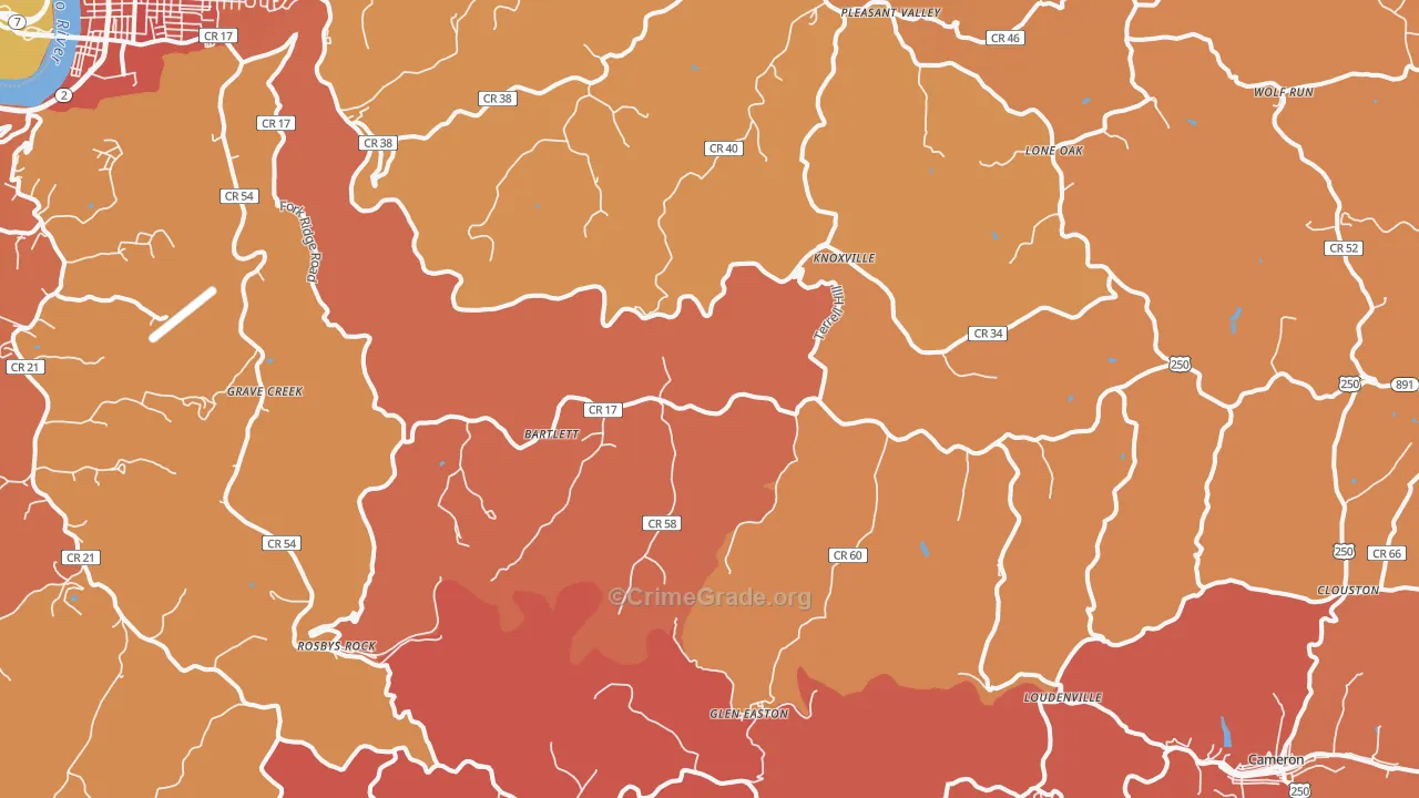 Glen Easton, WV Map of Assault Rates