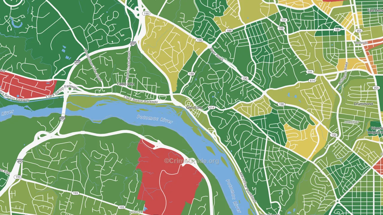 Glen Echo, MD Map of Assault Rates