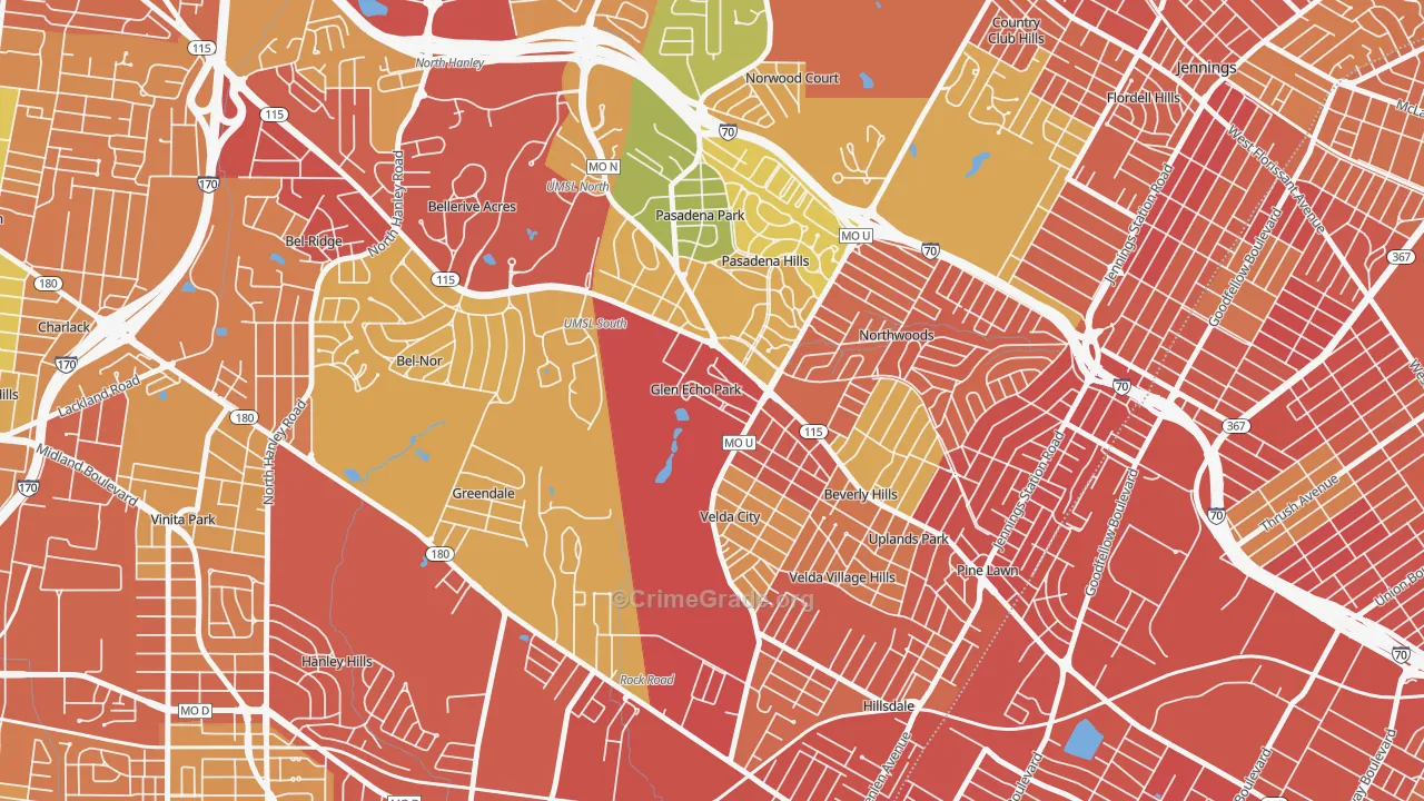 Glen Echo Park, MO Map of Assault Rates