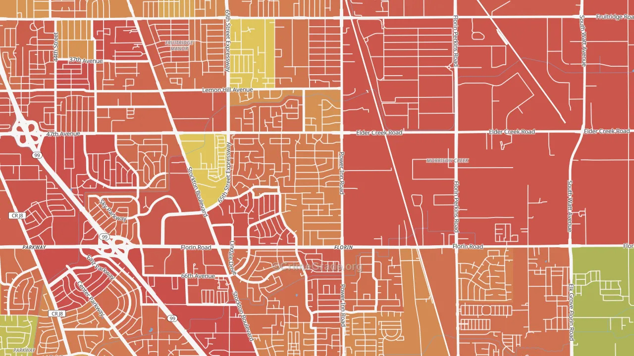 Glen Elder, Sacramento, CA Map of Assault Rates