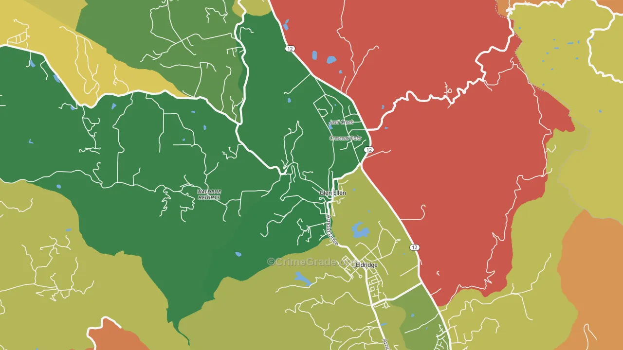 Glen Ellen, CA Map of Assault Rates