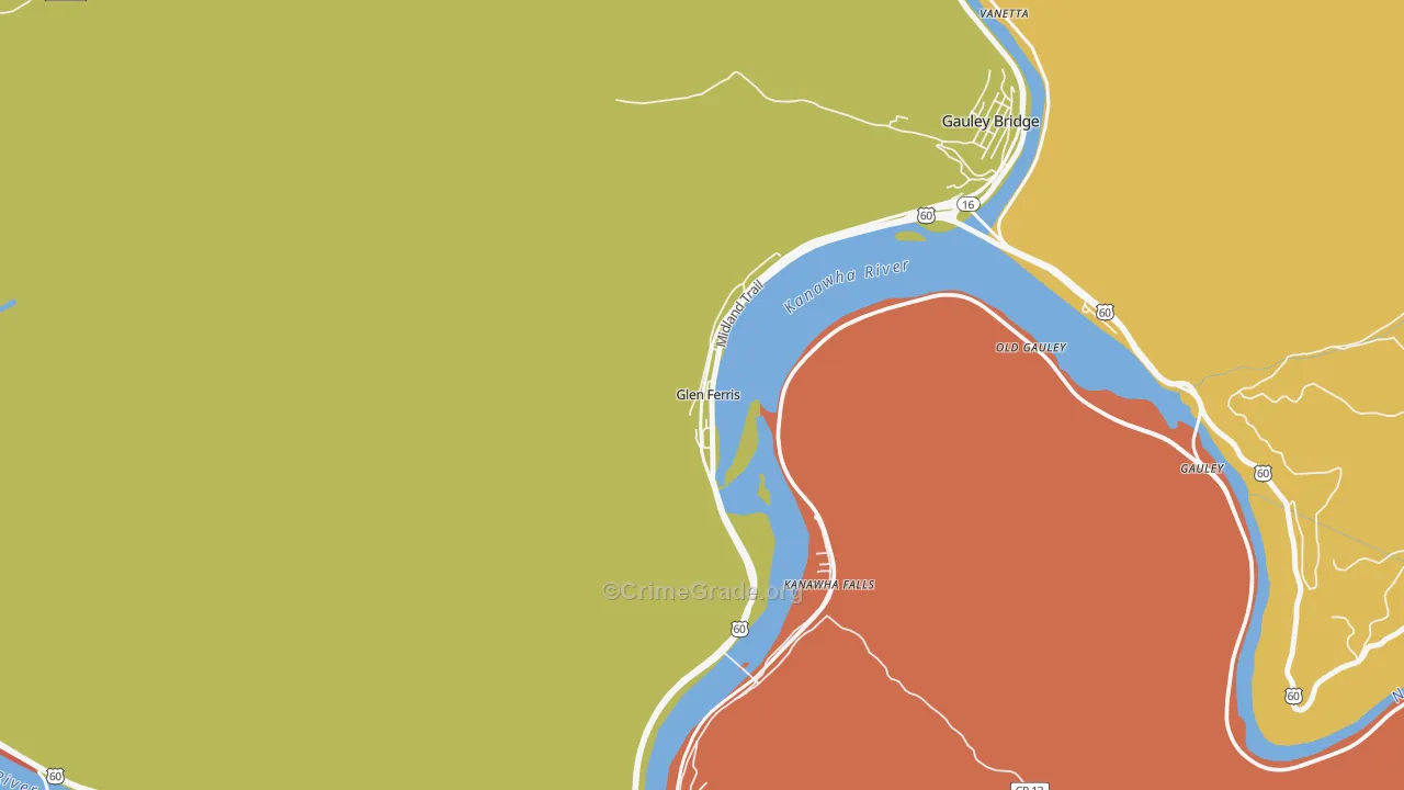 Glen Ferris, WV Map of Assault Rates
